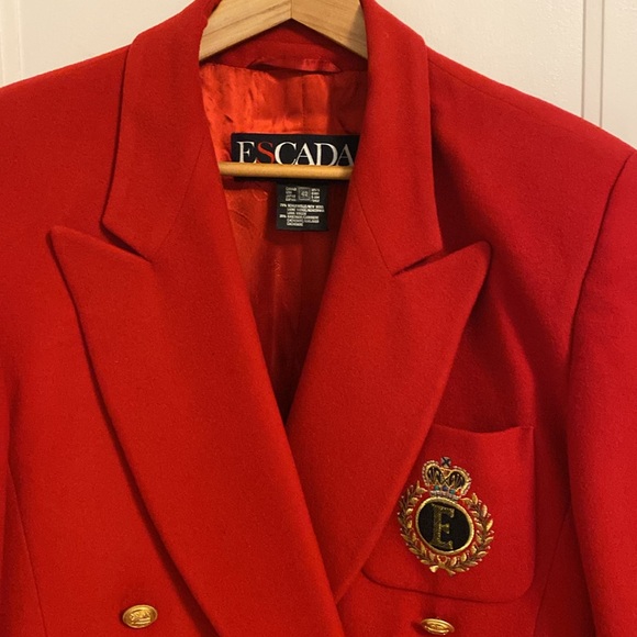 Escada Cashmere Wool Blend Double Breasted Preppy Blazer - Picture 2 of 6